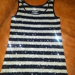 Sequined Small Striped Black/white Tank